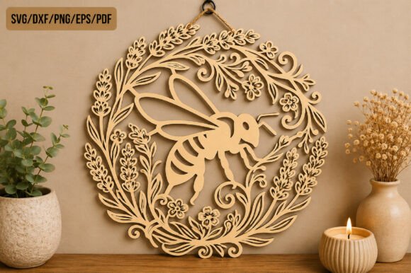 Download Laser Cut Floral Bee Wall Decor - Premium Resources